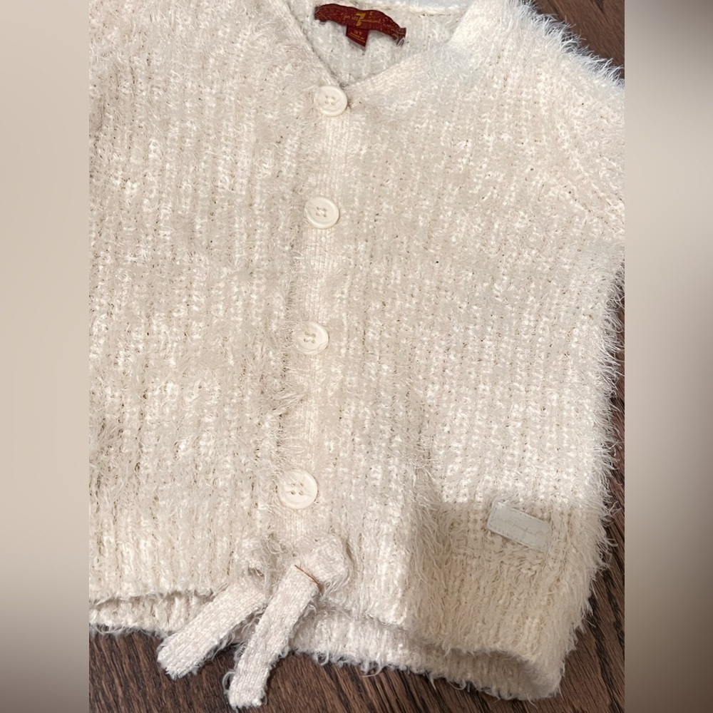 7 for all man kind fuzzy sweater 3T girls white - Picture 3 of 3